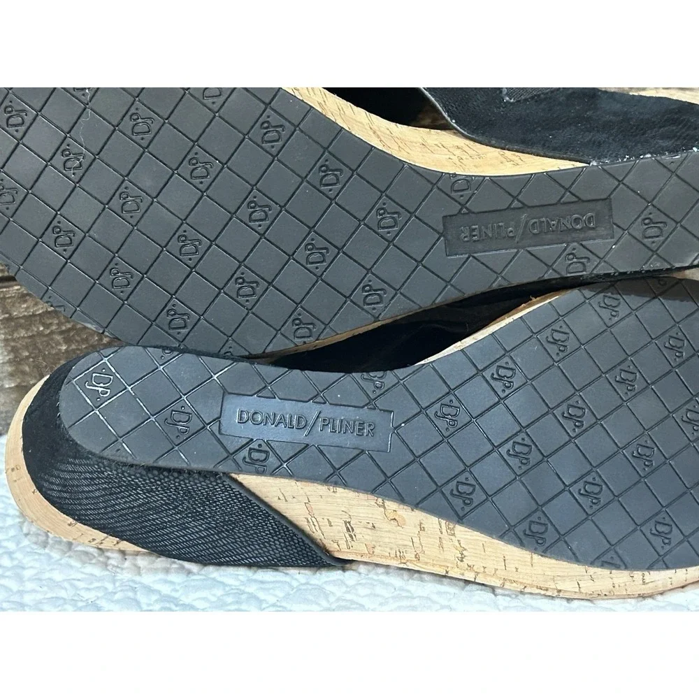 $158 Donald J Pliner Gyer Wedge Sandals Metallic Black/Black 6 M - NWOB